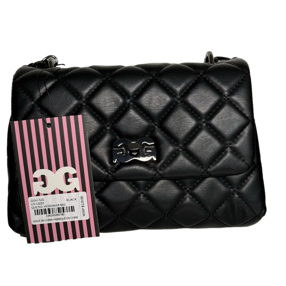 GILDA PARIS Black Quilted Medium Crossbody Messenger Bag NWT